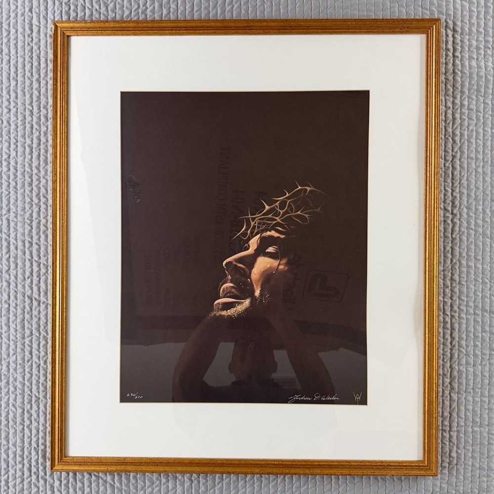 Andrew D Weiler Crown of Thorns Signed Numbered Print 236/500 Framed Jesus Art